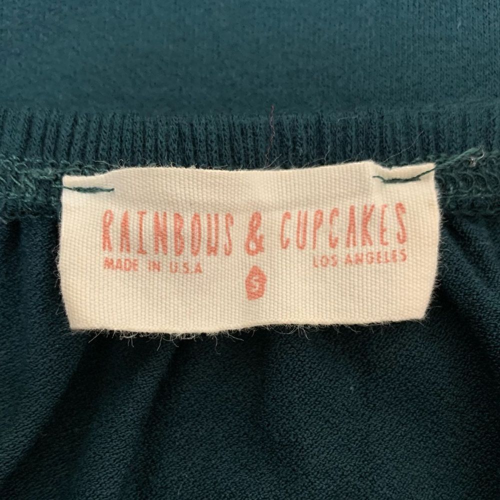 Rainbow & Cupcakes Green Crochet Trim Off Shoulder Top, Sz Small - Picture 10 of 12